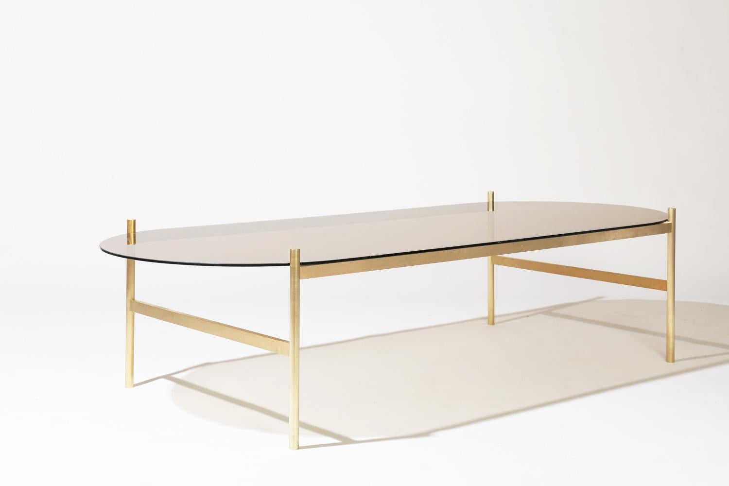 Made to order. Please allow 6 weeks for production.

Brass Frame / Bronze Glass

The Duotone coffee table is a commercial grade table made from precision machined solid brass. Each table is made locally in St. Augustine, Florida with