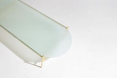 Duotone Pill Coffee Table, Brass Frame / Frosted Glass