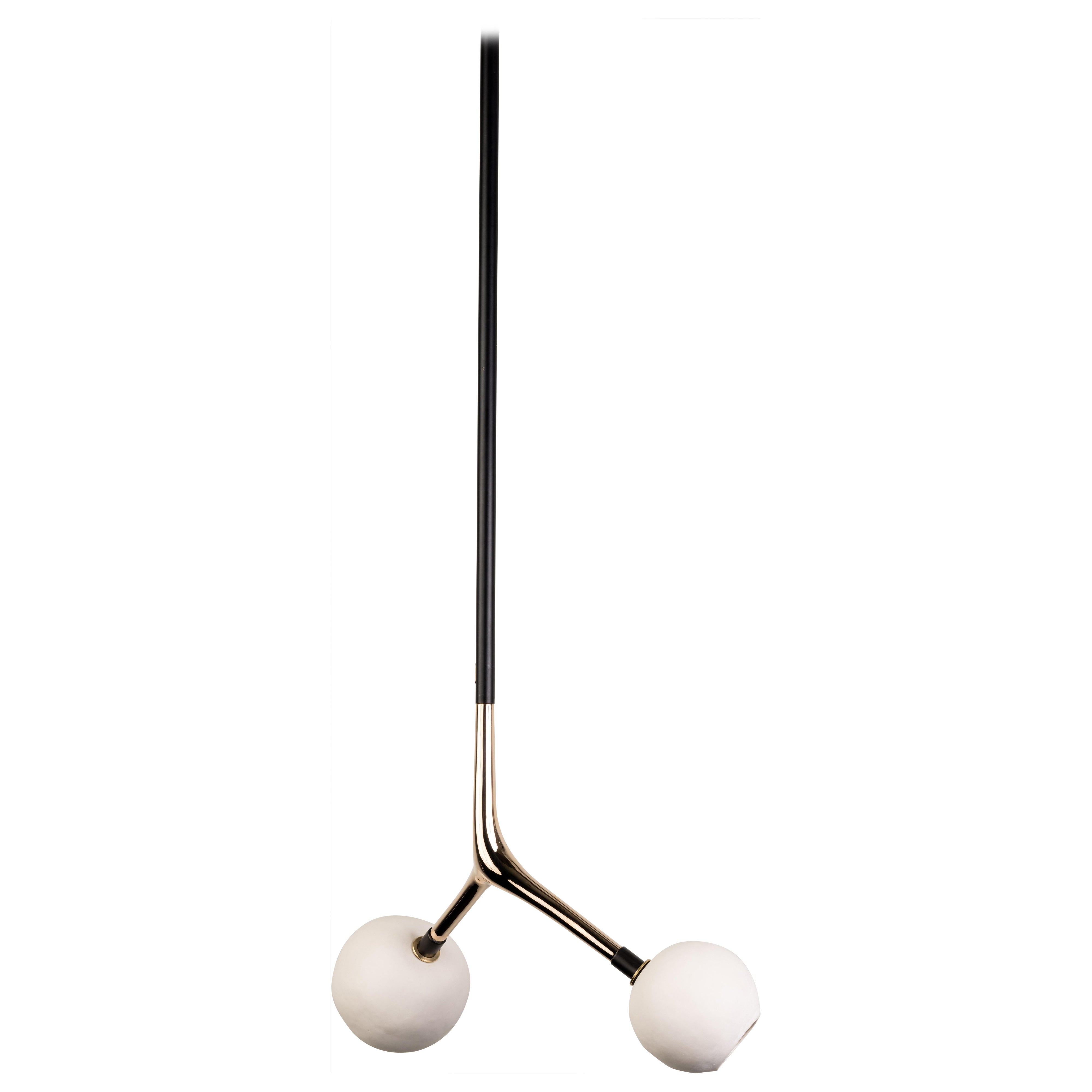 Lámpara colgante minimalista DuplaGlobo de porcelana soplado a mano en venta
