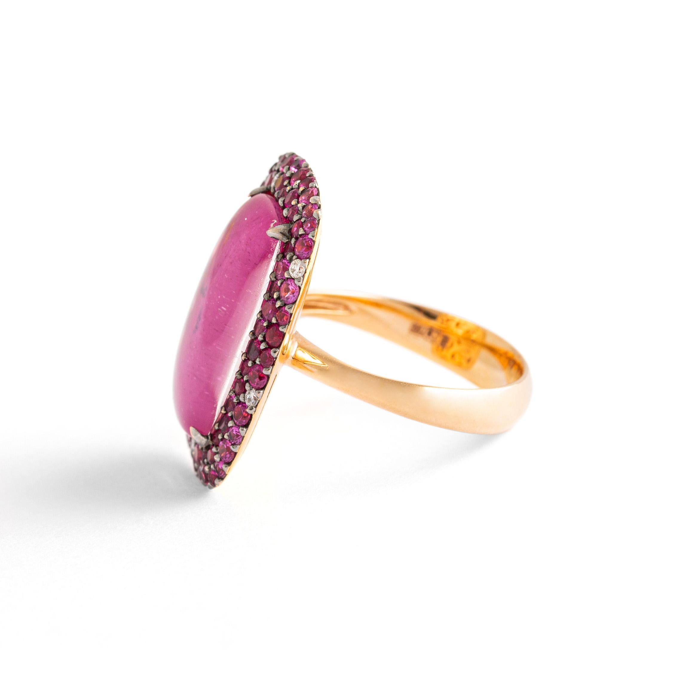 Women's or Men's Duplet Ruby Sapphire Ring For Sale