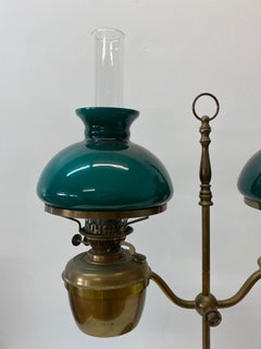 Duplex, England "Double Student" Victorian Oil Lamp with Green Shades circa 1900