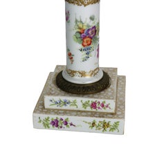 Duplex Hand Painted Floral Meissen Porcelain Oil Lamp Base w/Ormolu Trim C1890