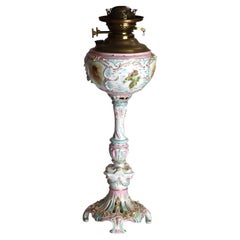Duplex Louis XV Meissen School Porcelain Oil Lamp Base With Cherubs c1890