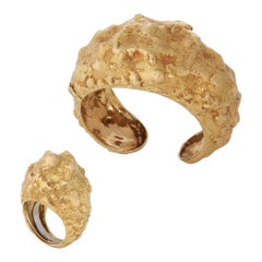 DUPLICATE David Webb 18K Textured Cuff Bracelet