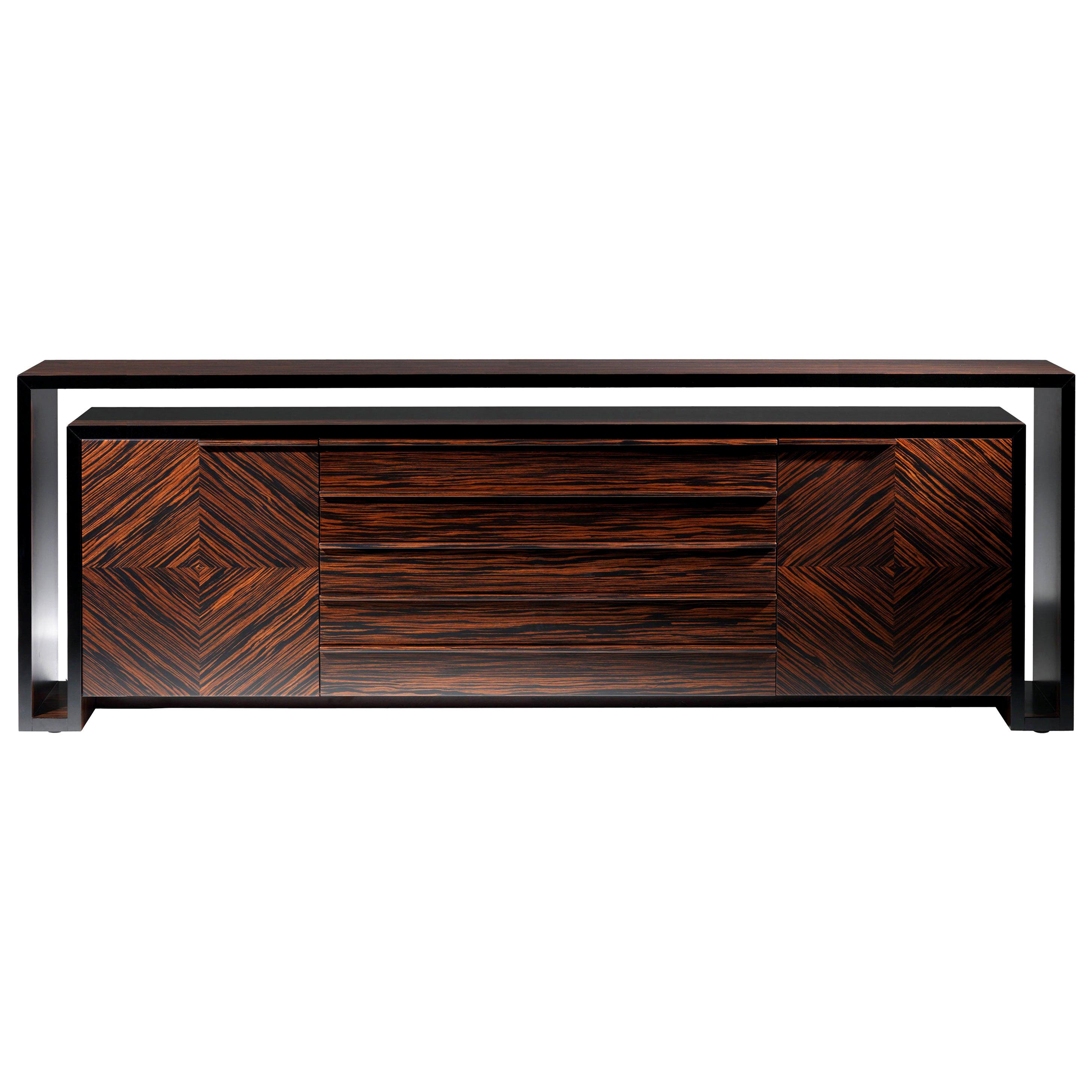 Duplo U Contemporary and Customizable Sideboard in Composed Ebony  For Sale