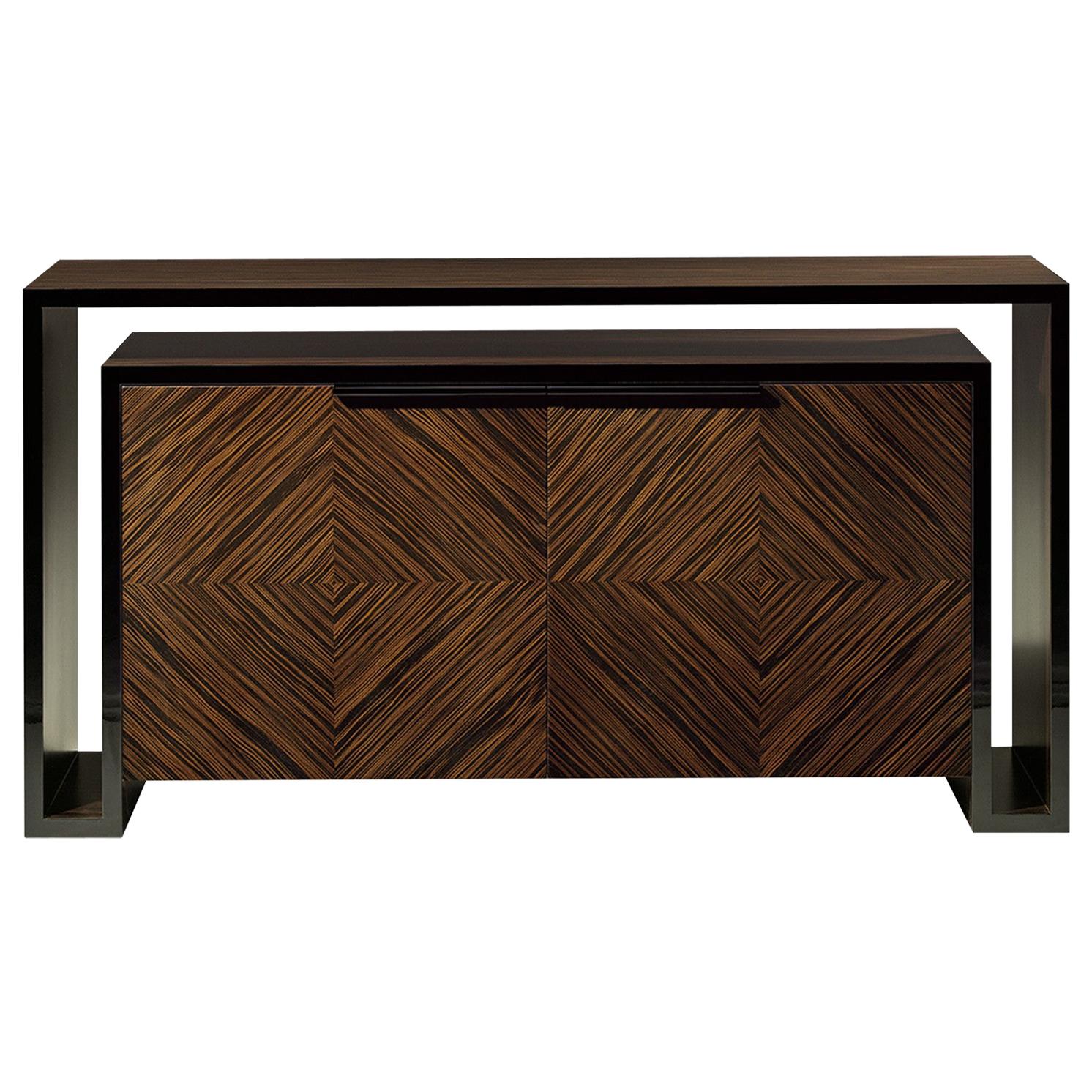 Duplo U Buffet contemporain et personnalisable en Lignum Vitae par Luísa Peixoto