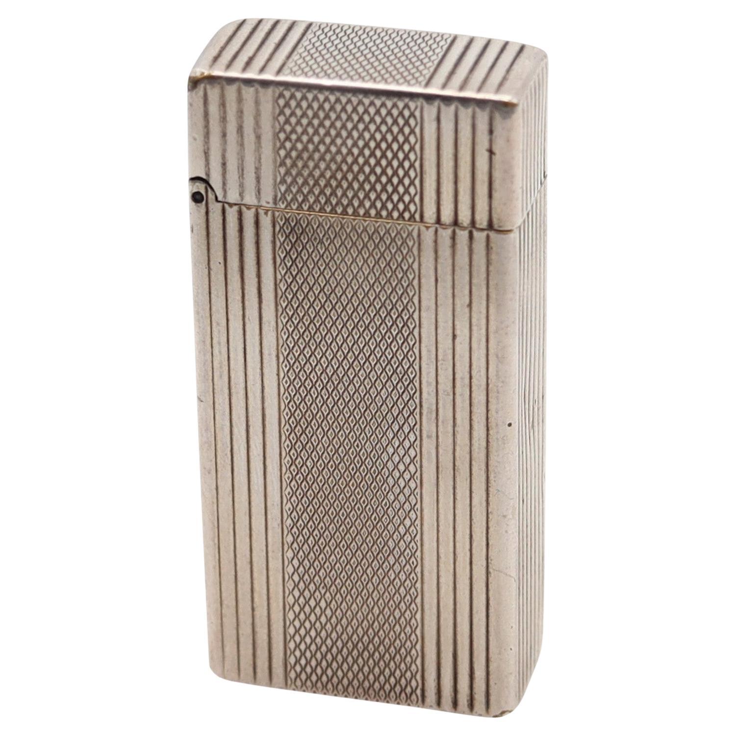 DUPONT 1945 Tall Roller Petrol Pocket Lighter In Plated Sterling