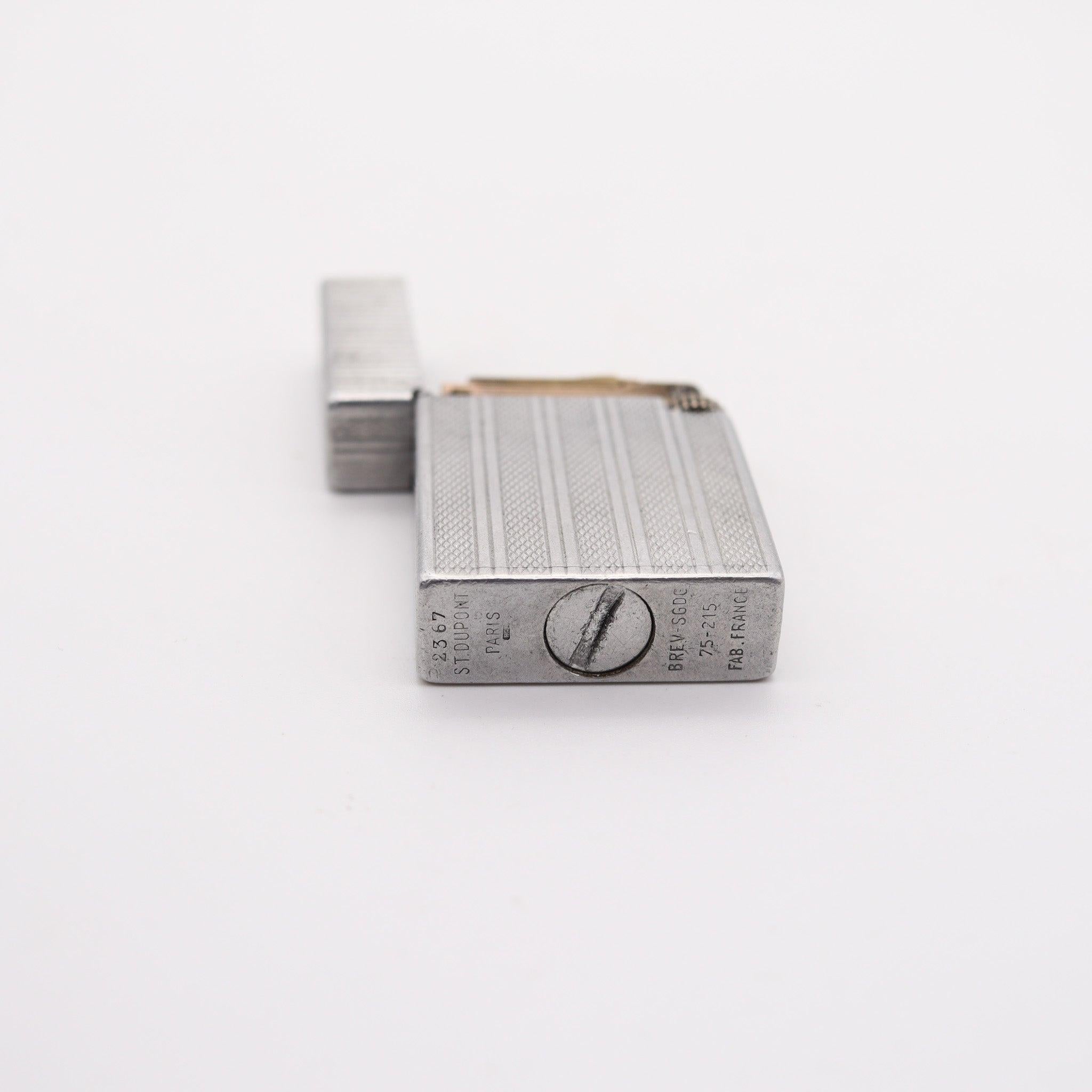 French DUPONT Paris 1940-1945 Deco Petrol Pocket Lighter In Solid Aluminum For Sale