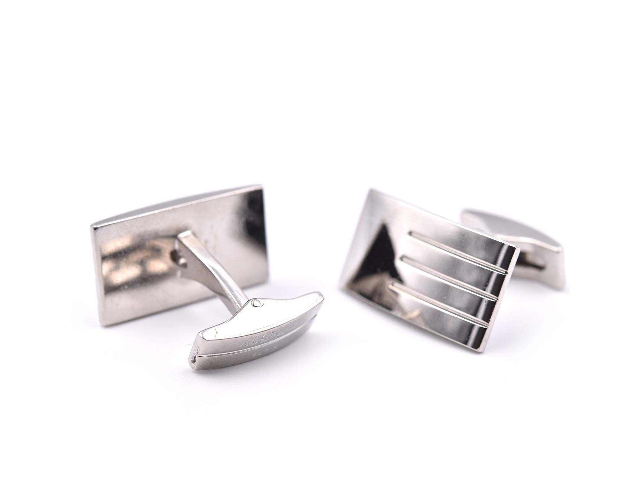 Dupont Stainless Steel Cufflinks with Box In Excellent Condition In Scottsdale, AZ