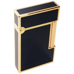 Dupont Used Lighter Gold-Plated and Black Laque de Chine