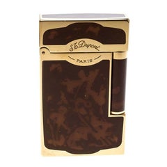 Briquet Dupont Vintage Plaqué Or et Laque de Chine Marron