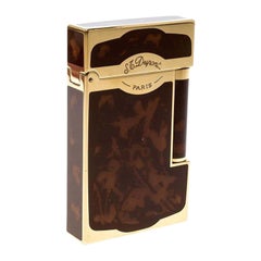 Dupont Vintage Lighter Gold-Plated and Brown Laque de Chine