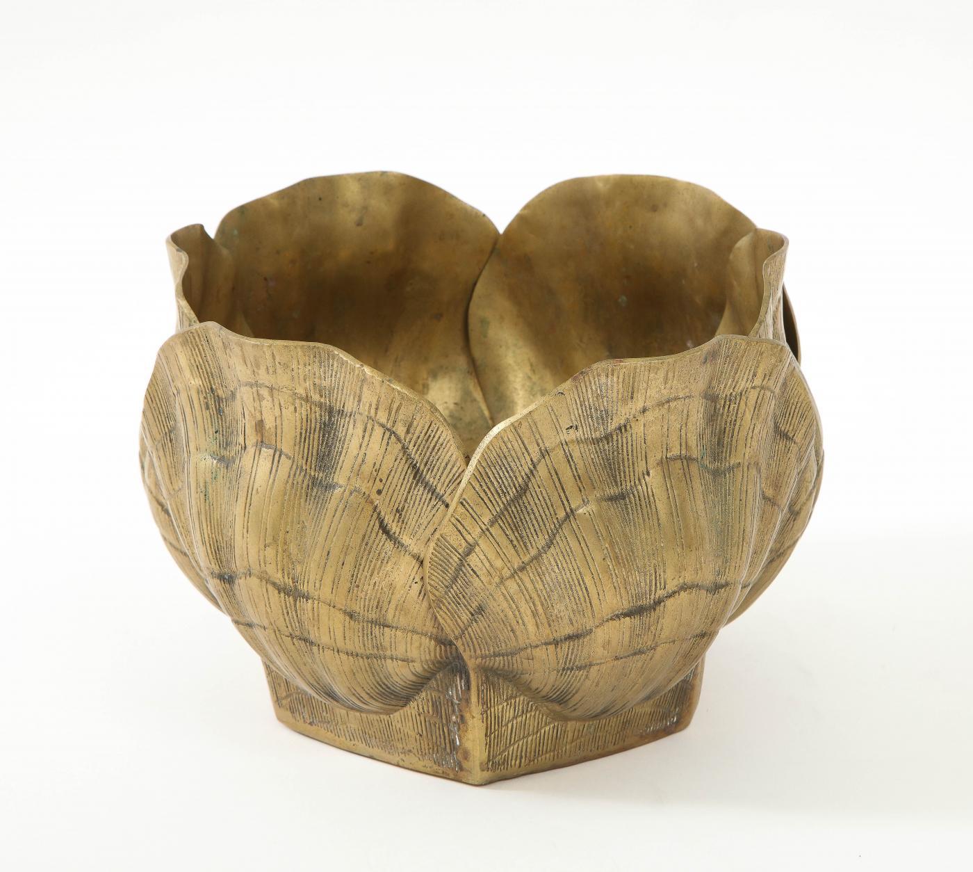 American Duquette Style Oval  Bronze Shell Planter For Sale
