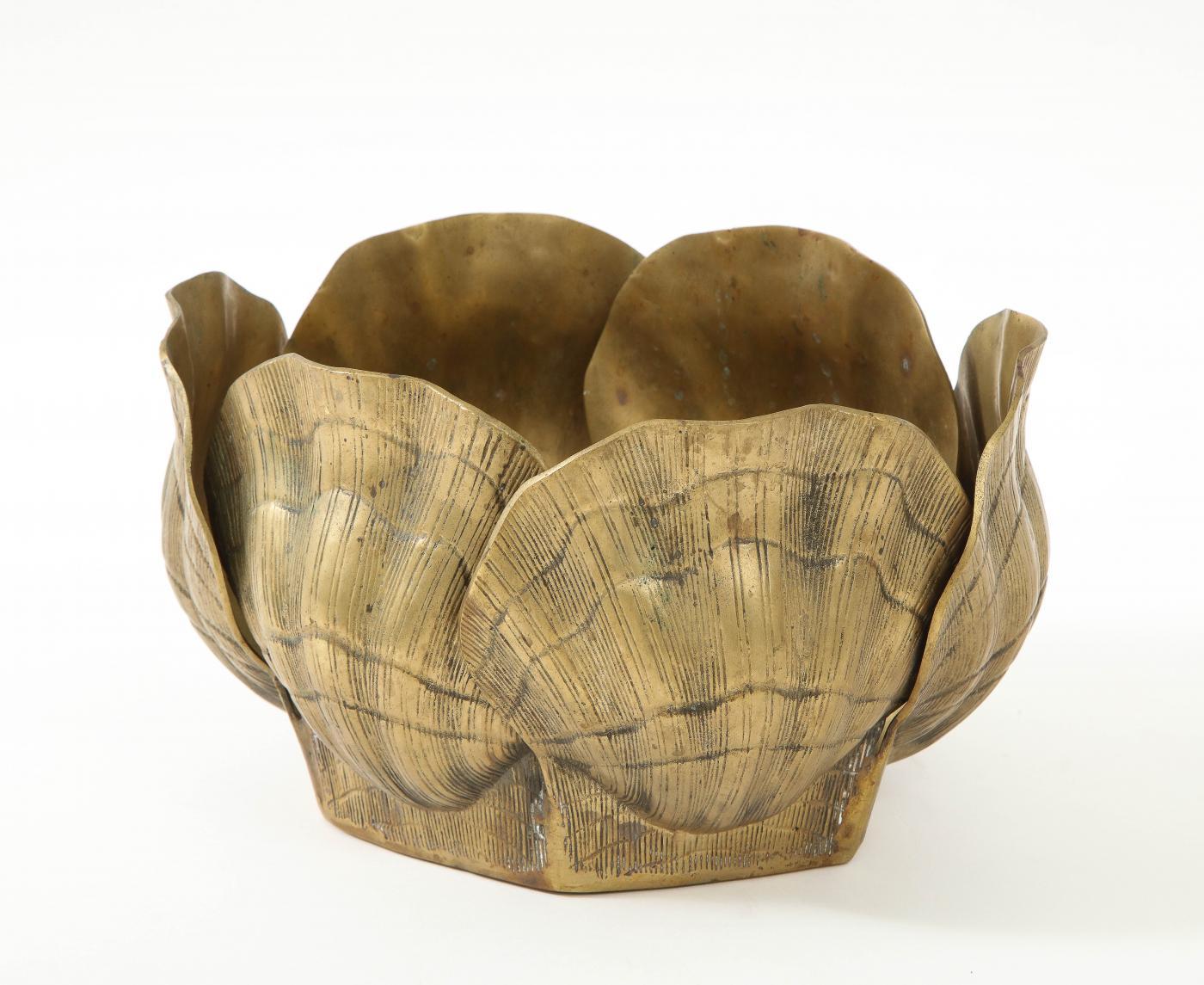 Duquette Style Oval  Bronze Shell Planter For Sale 1