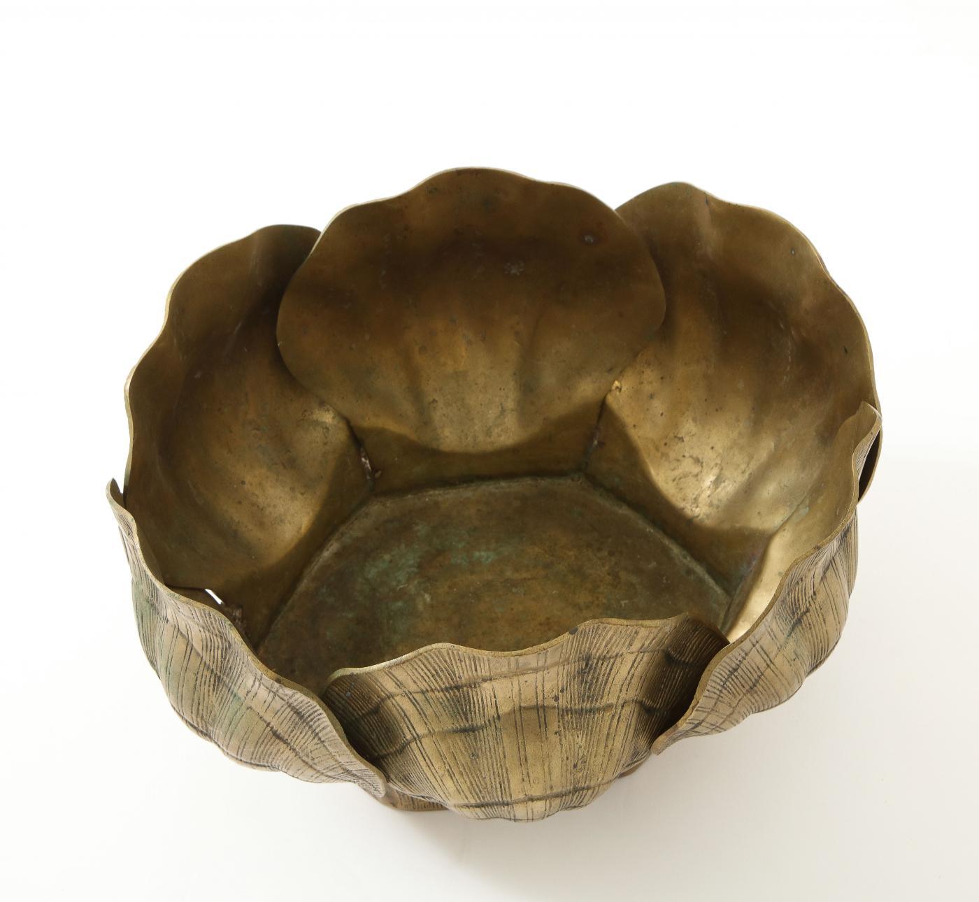 Duquette Style Oval  Bronze Shell Planter For Sale 2