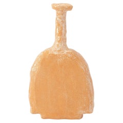 Unique High Neck Flat Plain Bright Orange Ceramic Vessel by Willem Van Hooff