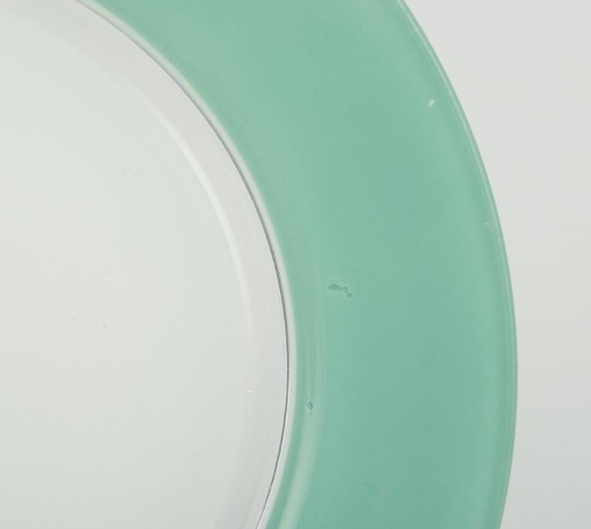 Duralex, Francia. Juego de seis platos de vidrio artístico en vidrio amarillo, verde y blanco. en venta 1