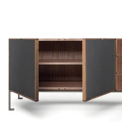 Durame Melody 4 Walnut Wood and Leather Sideboard