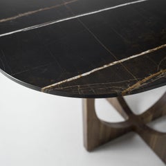 Durame Vuoto Wood Base With Sahara Noir Marble Top Dining Table