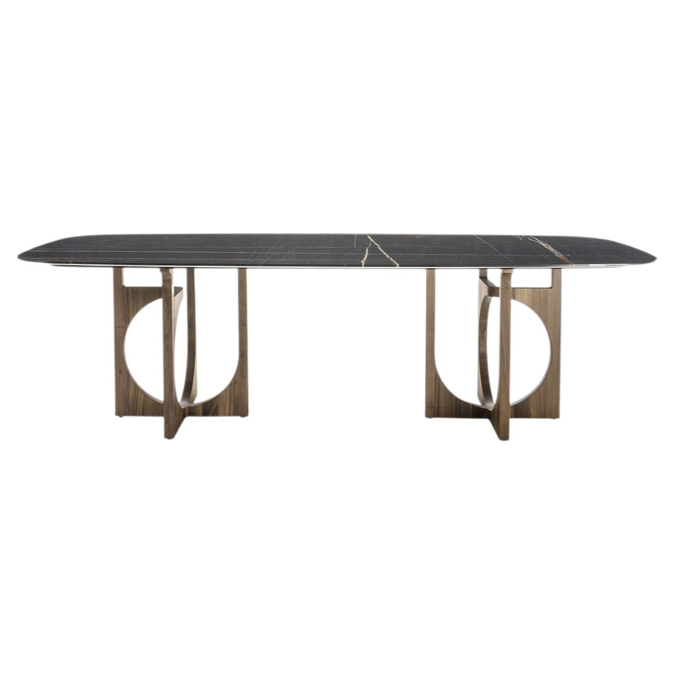 Durame Vuoto Esstisch aus Holz mit Marmorplatte Sahara Noir