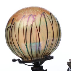 Lampade Pegasus in bronzo di Durand Art Glass con paralumi in stile Martin Bach Jr Loetz