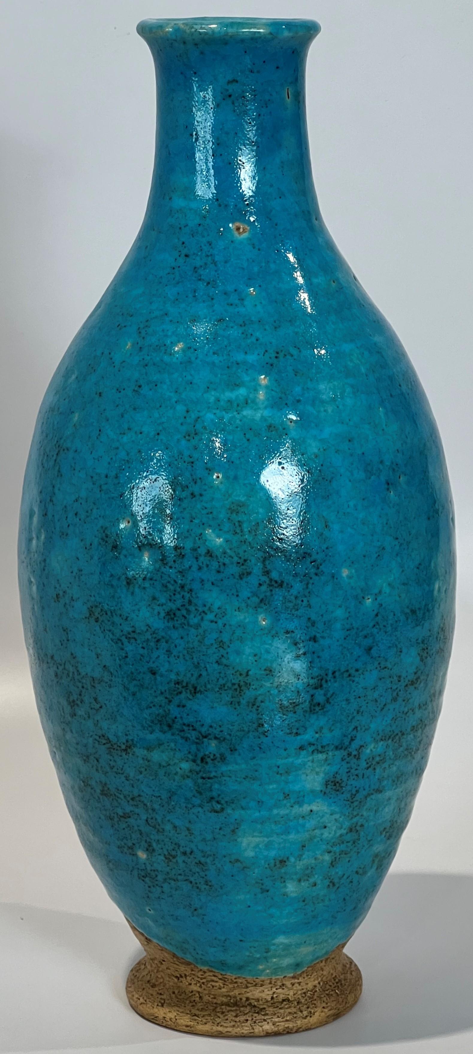 American Durant Kilns Leon Volkmar Tall Vase Egyptian Faience Glaze, Arts and Crafts