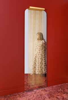 Durbar Purdah Bodenspiegel mit Schleier / Satin Messing + Blattgold von INDO-