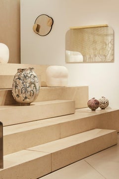 Durbar Purdah Wandspiegel mit Schleppe / Satin-Messing + Blattgold von INDO-