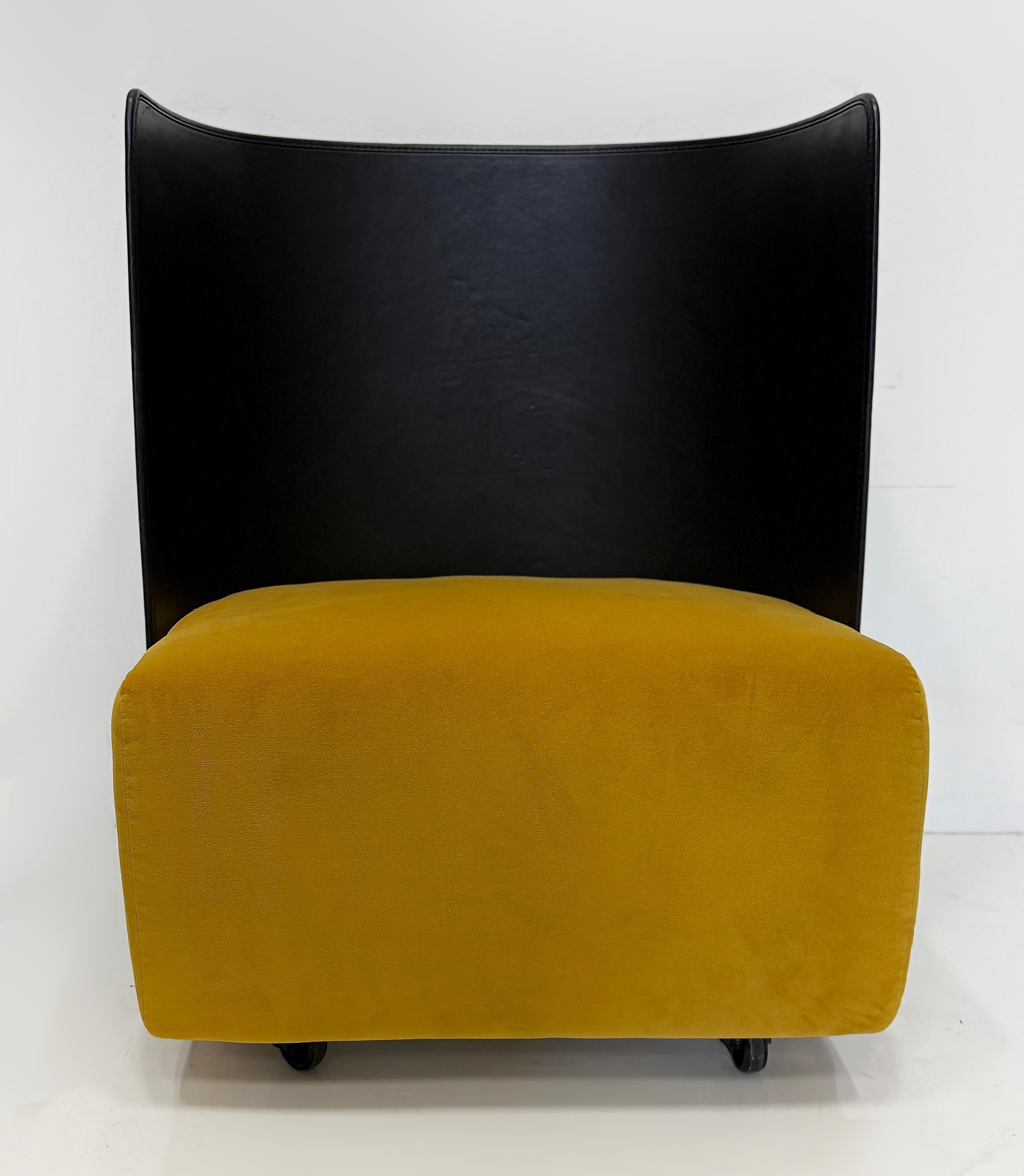 D'Urbino, Lomazzi for Zanotta 1984 Campo High Back Chair in Leather and Fabric

Offered for sale is a 1984 high back 