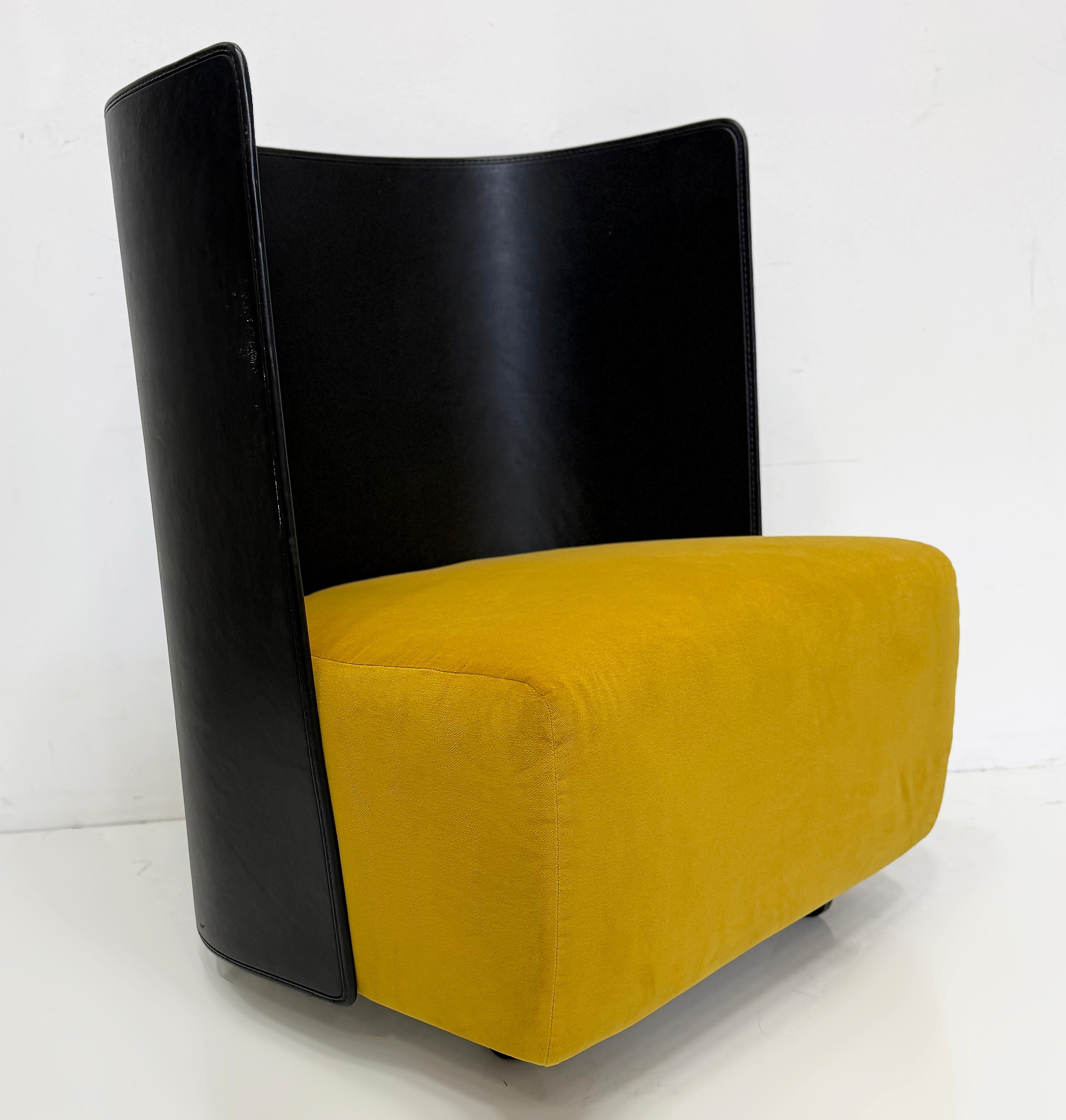 D'Urbino, Lomazzi for Zanotta 1984 Campo High Back Chair in Leather and Fabric en venta 1