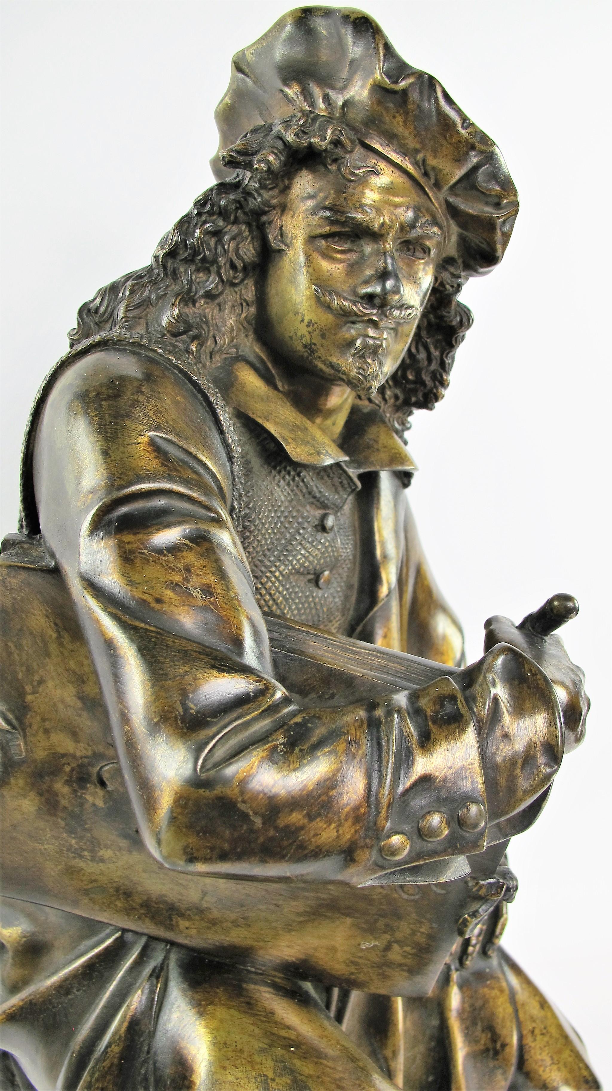 Dürer and Rembrandt, Pair of Bronze Sculptures by Albert-Ernest Carrier-Belleuse For Sale 4