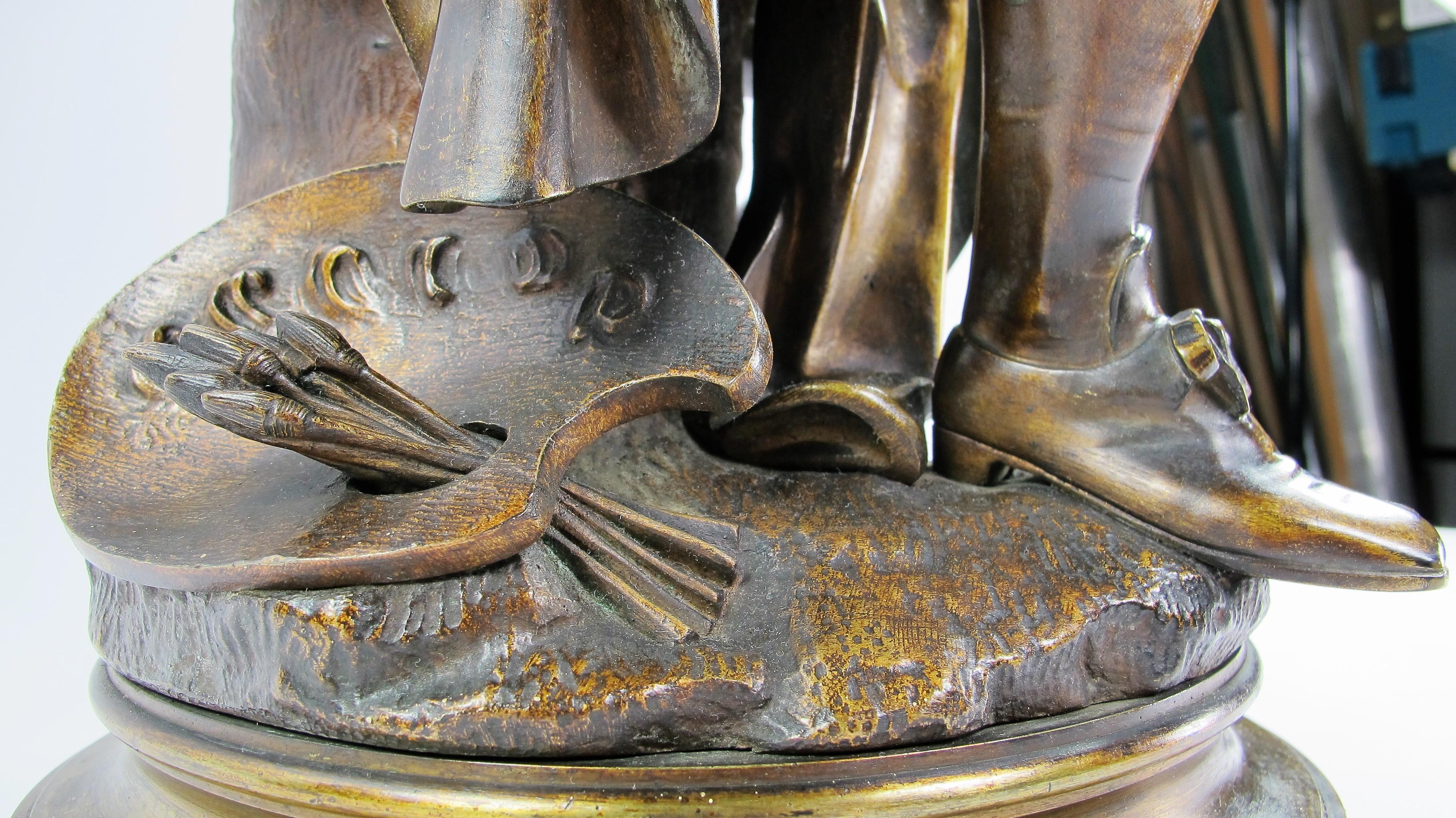 Dürer and Rembrandt, Pair of Bronze Sculptures by Albert-Ernest Carrier-Belleuse For Sale 6