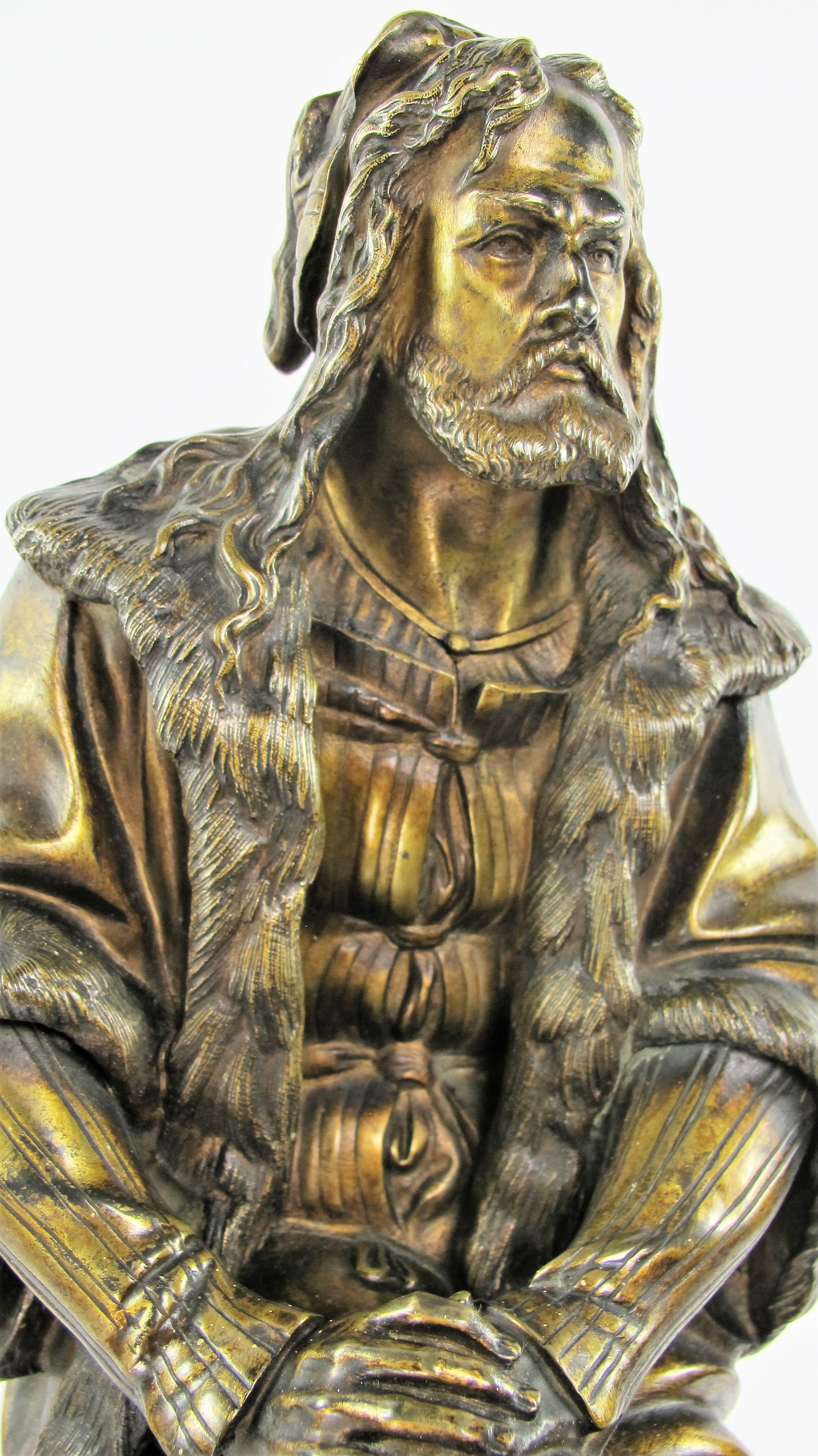 Dürer and Rembrandt, Pair of Bronze Sculptures by Albert-Ernest Carrier-Belleuse In Good Condition For Sale In Marseille, FR