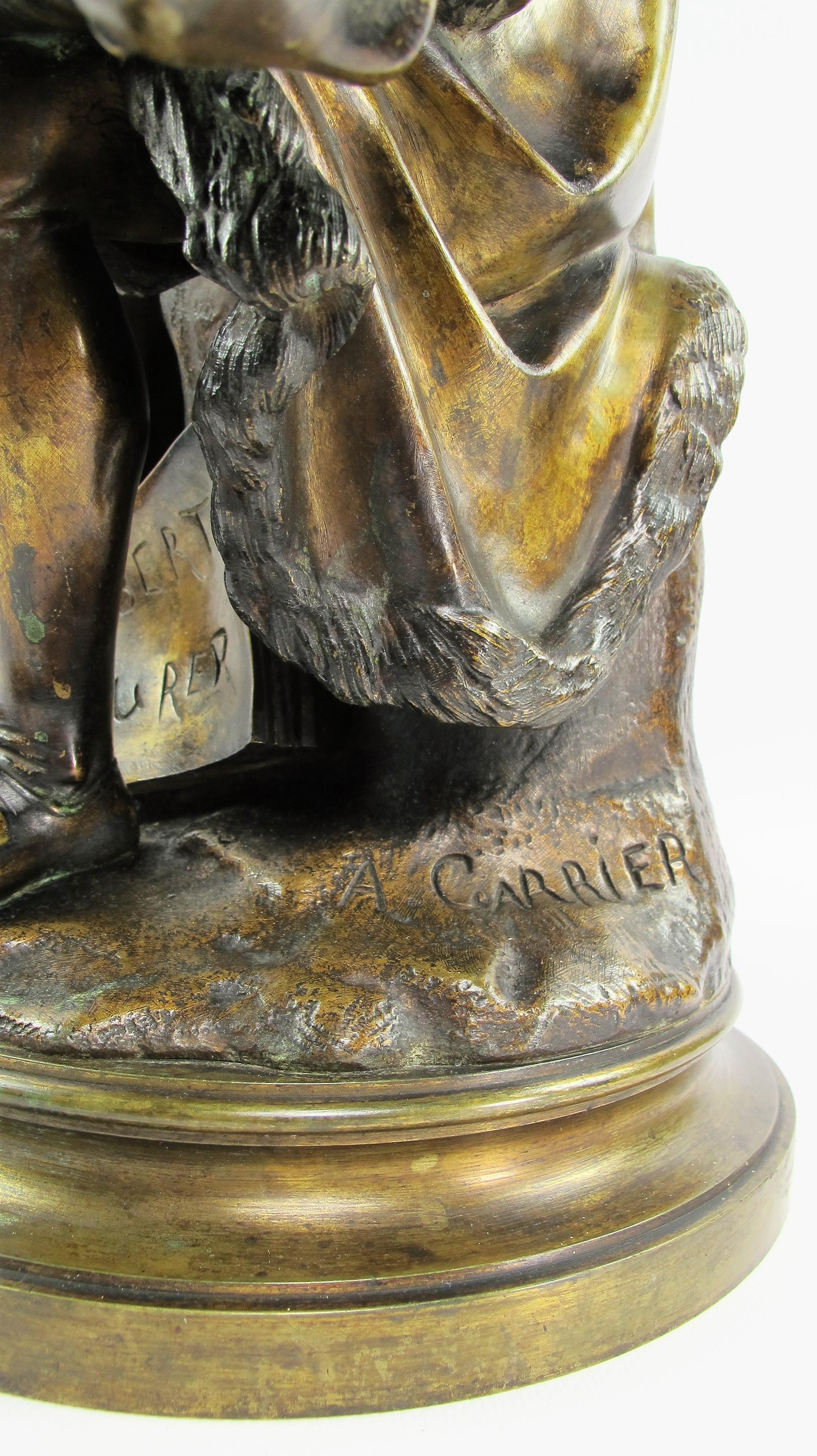 Dürer and Rembrandt, Pair of Bronze Sculptures by Albert-Ernest Carrier-Belleuse For Sale 1