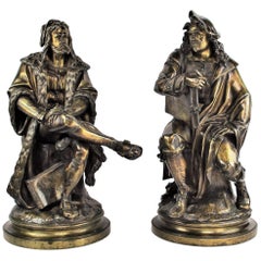 Dürer and Rembrandt, Pair of Bronze Sculptures by Albert-Ernest Carrier-Belleuse