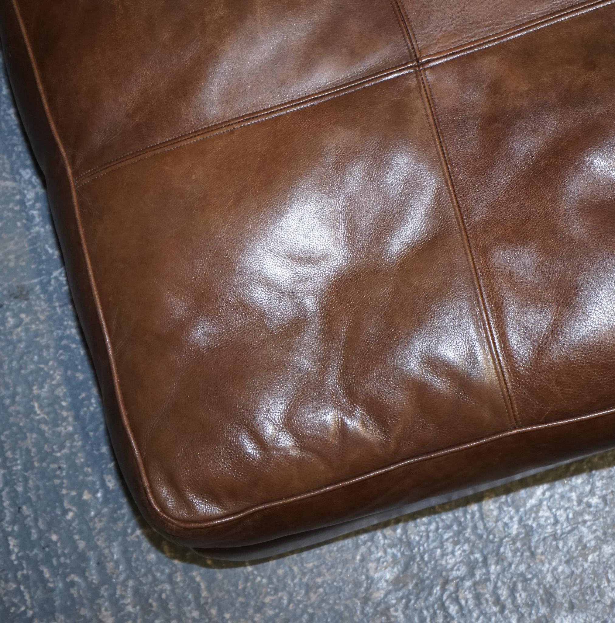 Duresta Chocolate Brown Leather Oversized Plantation Footstool For Sale 2