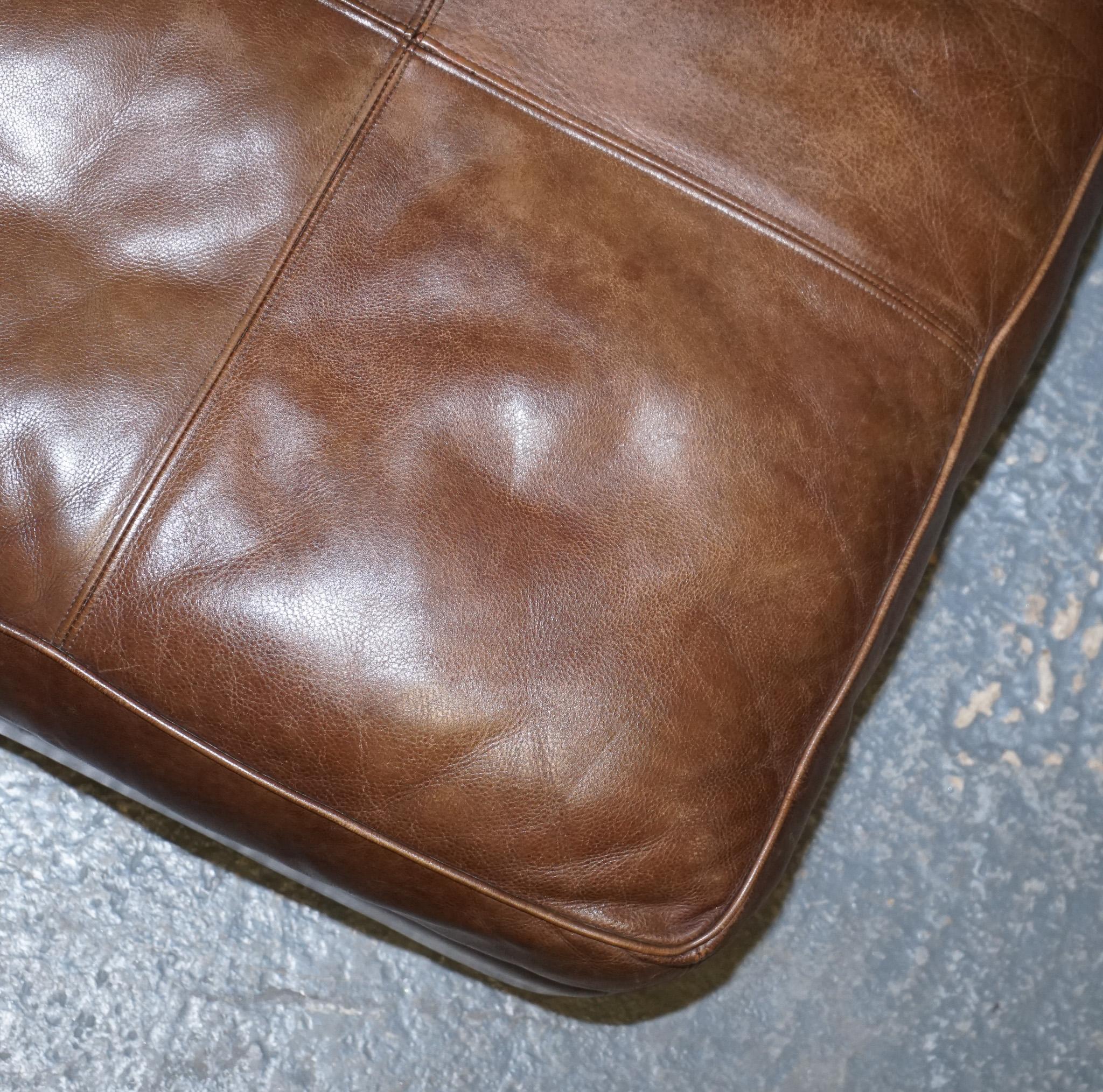 Duresta Chocolate Brown Leather Oversized Plantation Footstool For Sale 3