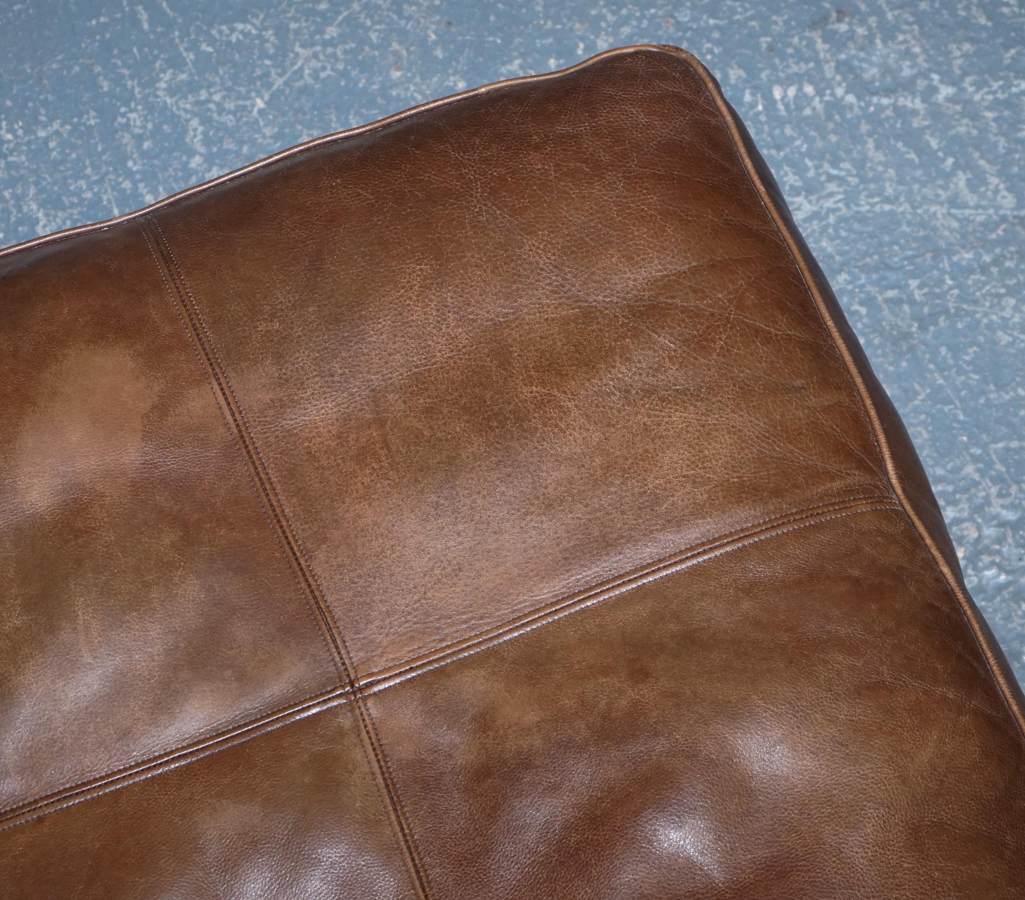 Duresta Chocolate Brown Leather Oversized Plantation Footstool For Sale 1