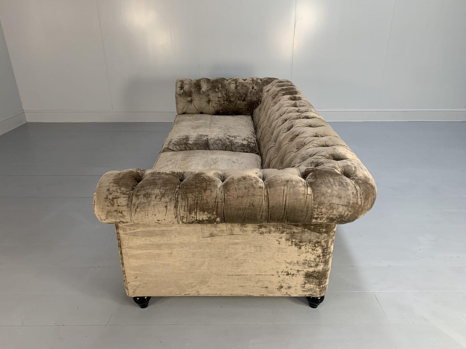 Duresta “Connaught” Grand Chesterfield Sofa – In Pale Gold Mink Brown “Rembrandt 6
