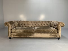 Duresta “Connaught” Grand Chesterfield Sofa – In Pale Gold Mink Brown “Rembrandt