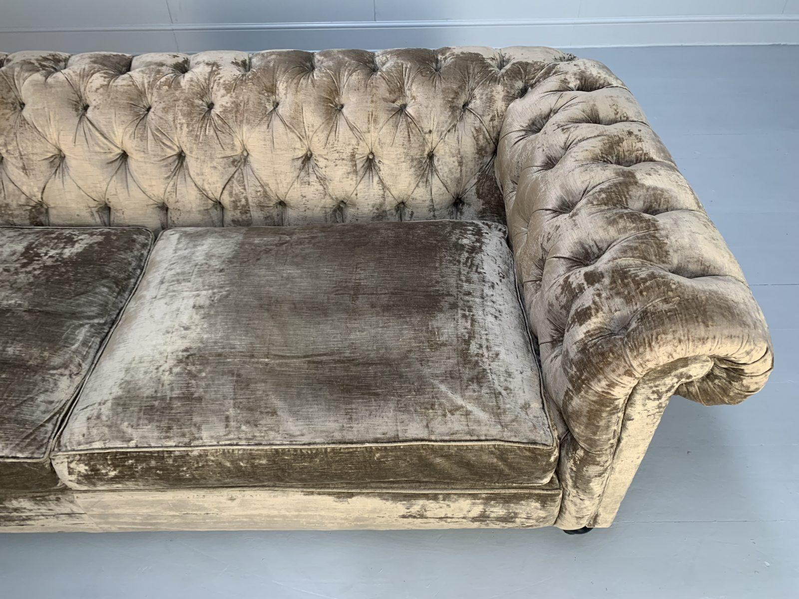Duresta “Connaught” Grand Chesterfield Sofa – In Pale Gold Mink Brown “Rembrandt 1