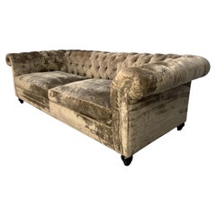 Used Duresta “Connaught” Grand Chesterfield Sofa – In Pale Gold Mink Brown “Rembrandt