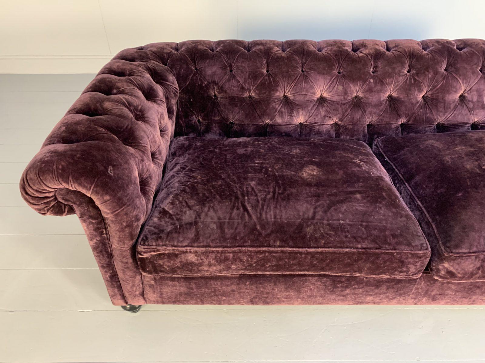 purple velvet chesterfield sofa