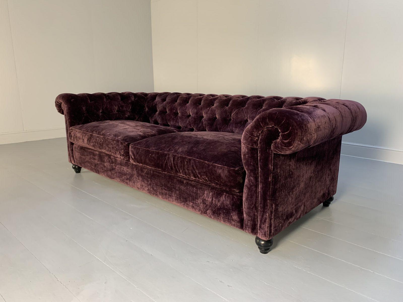 Duresta “Connaught” Grand Chesterfield Sofa – In Purple “Rembrandt” Velvet In Good Condition In Barrowford, GB