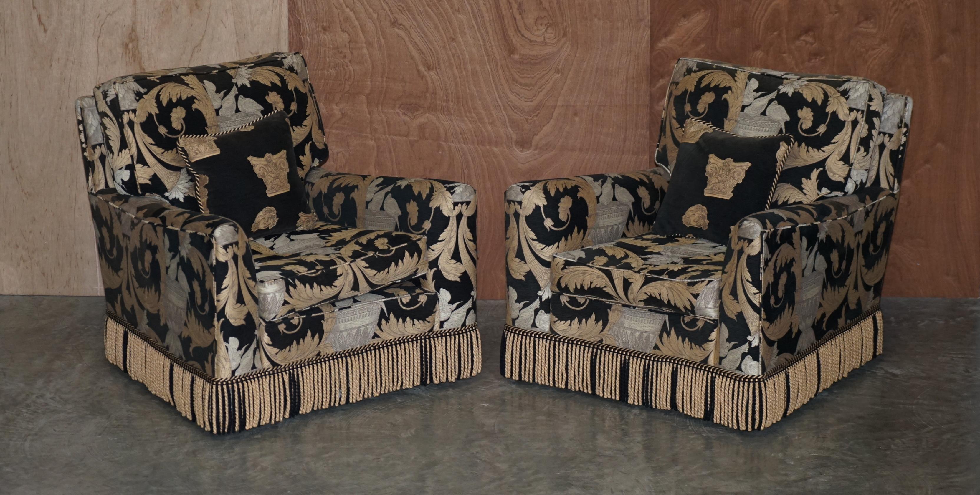 Duresta Diplomat Three Piece Sofa & Armchair Suite Versace Italian Upholstery 3