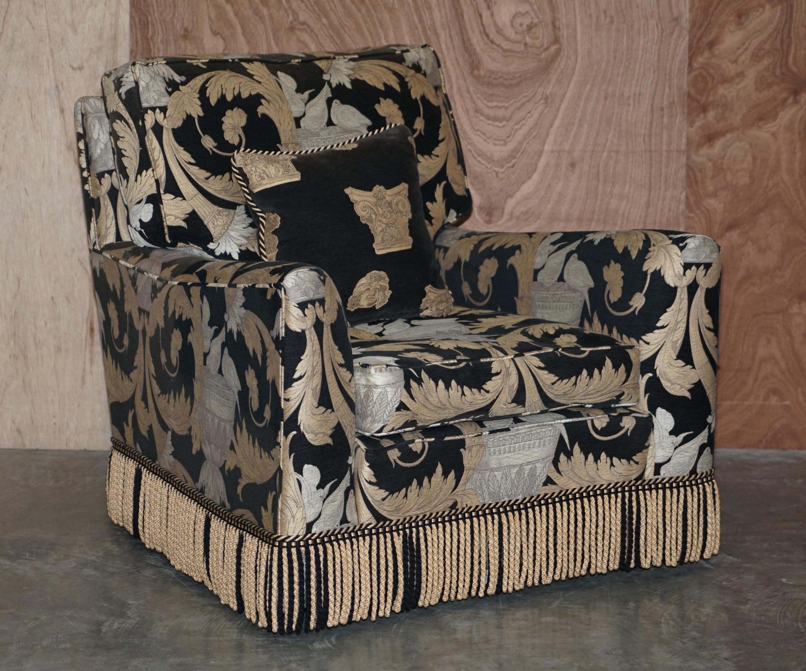Duresta Diplomat Three Piece Sofa & Armchair Suite Versace Italian Upholstery 4