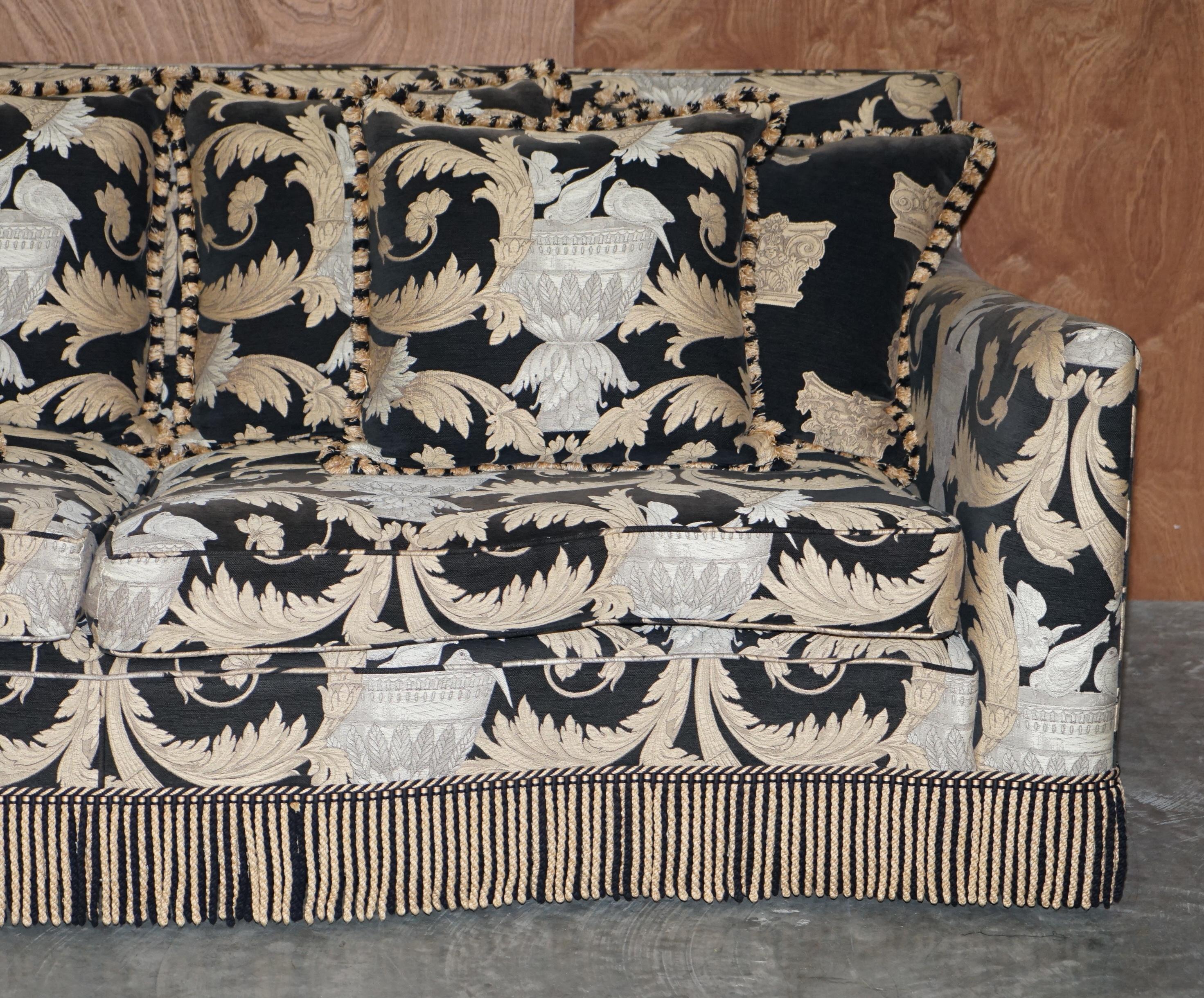 Hollywood Regency Duresta Diplomat Three Piece Sofa & Armchair Suite Versace Italian Upholstery