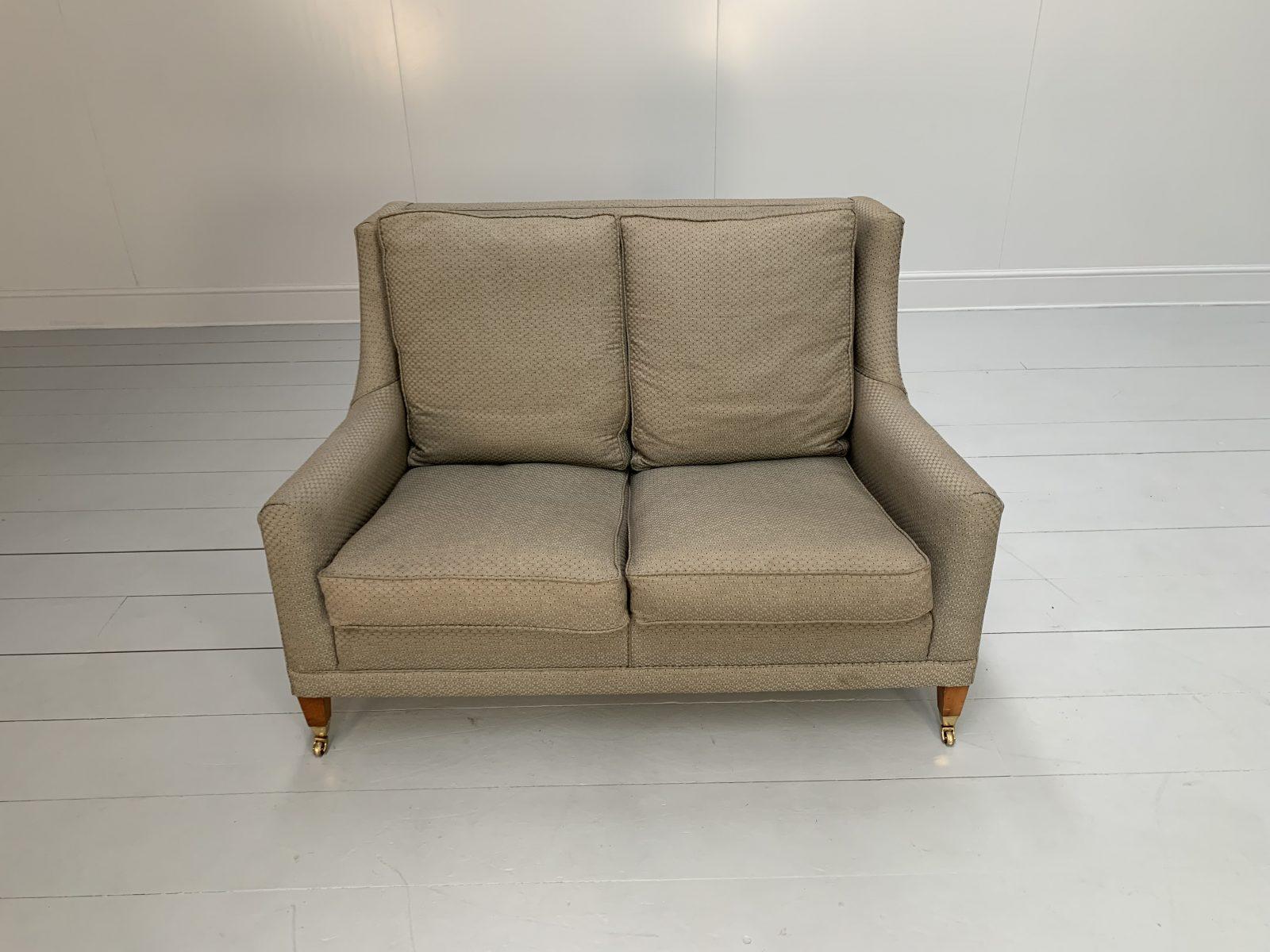 Duresta “Emma” 2-Seat Sofa – In Pale-Gold & Duck-Egg Blue Fabric In Good Condition For Sale In Barrowford, GB