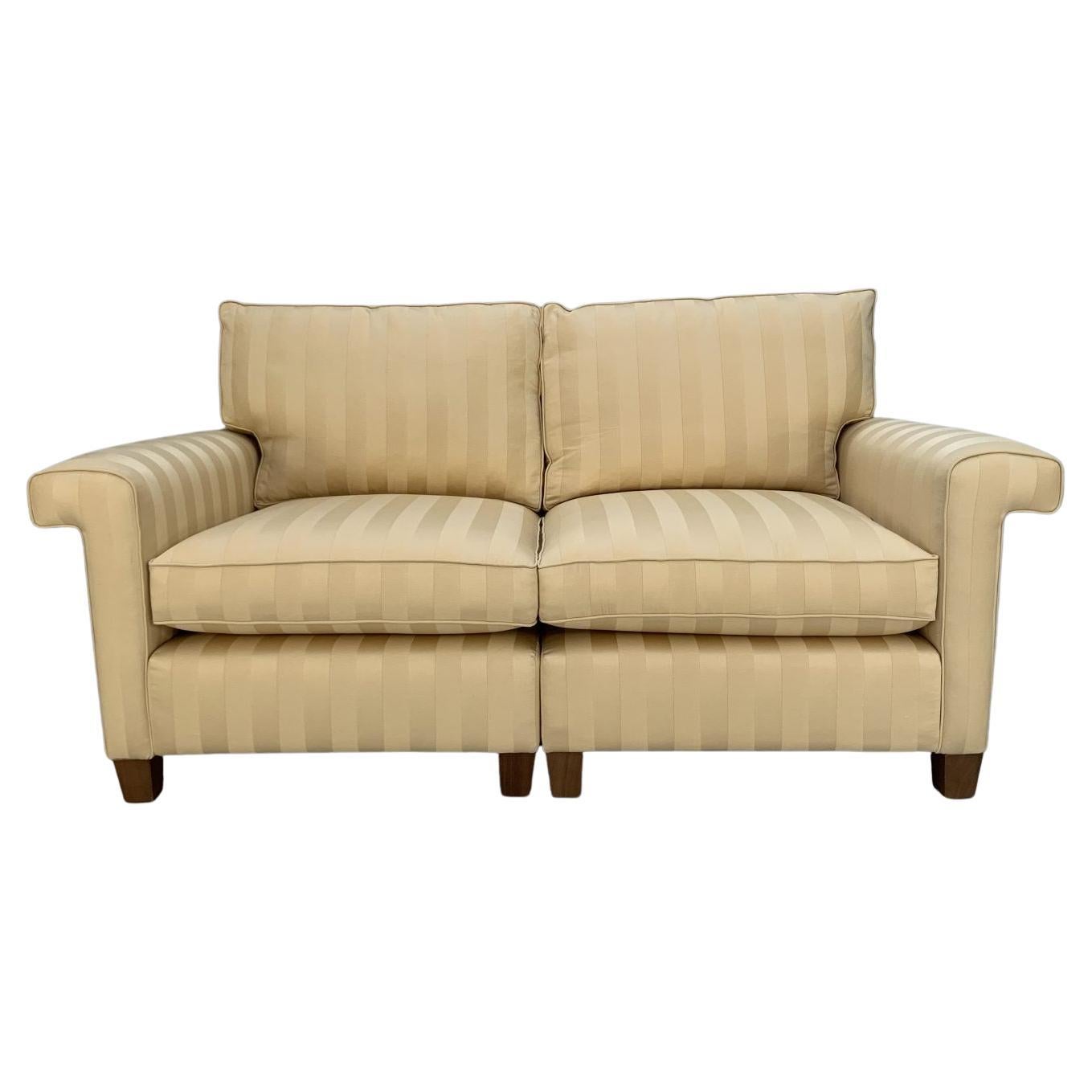 Duresta “Gabrielle” 2.5-Seat Sofa – In Gold Stripe Fabric For Sale