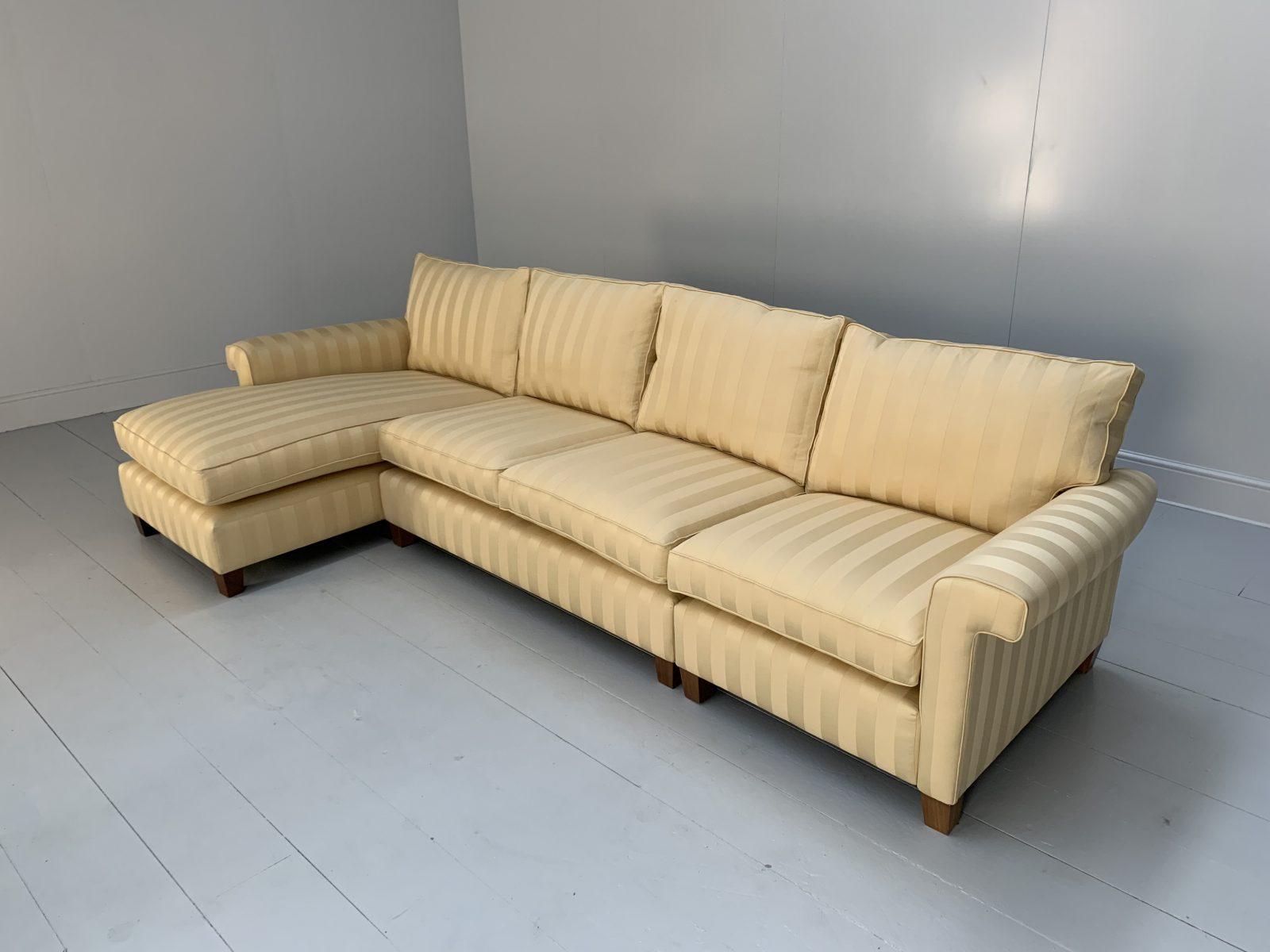 Duresta “Haywood” 4-Seat L-Shape Sofa – In Gold Stripe Fabric For Sale 1